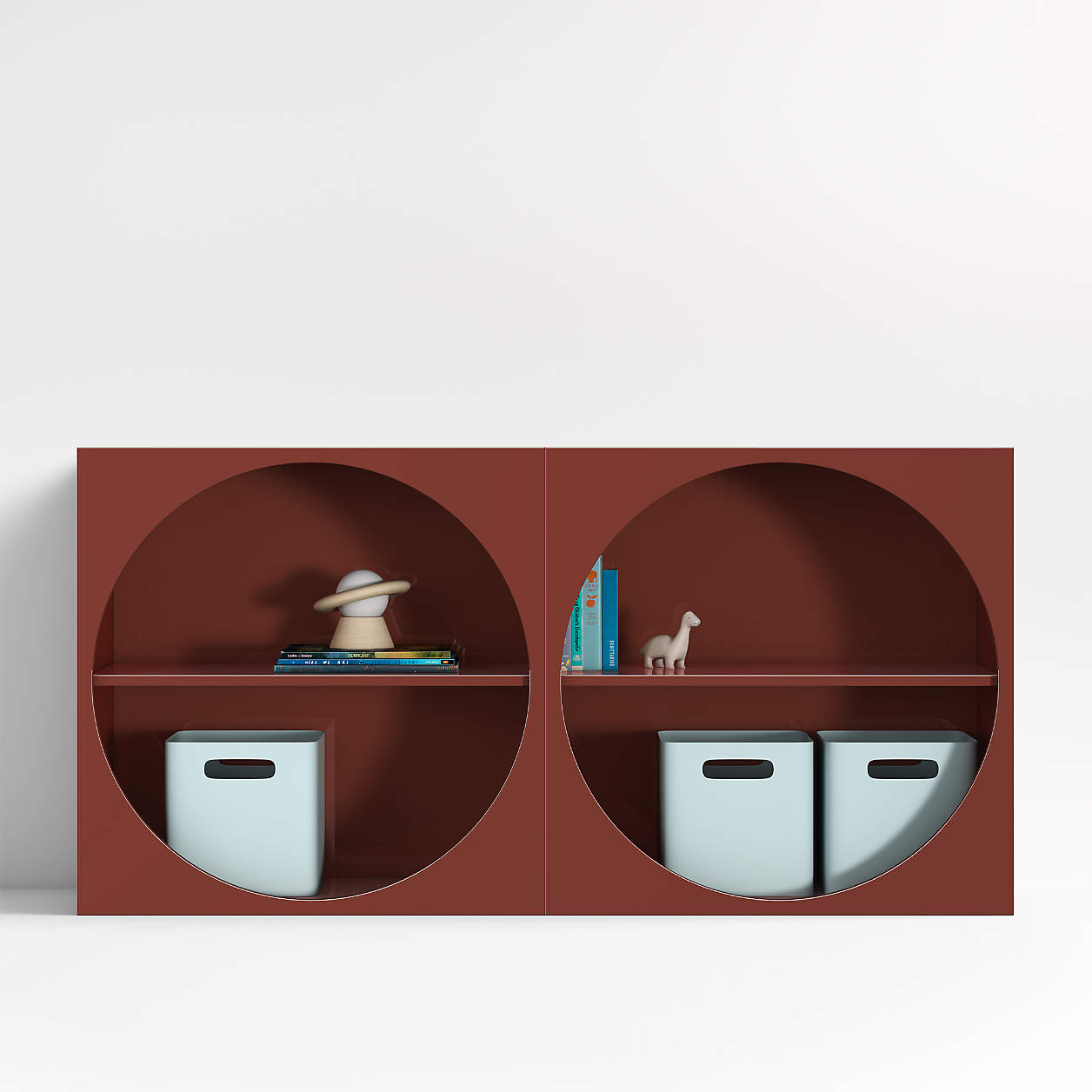 Twiggy 30" Modular Glossy Deep Red Kids Open Bookcases, Set of 2
