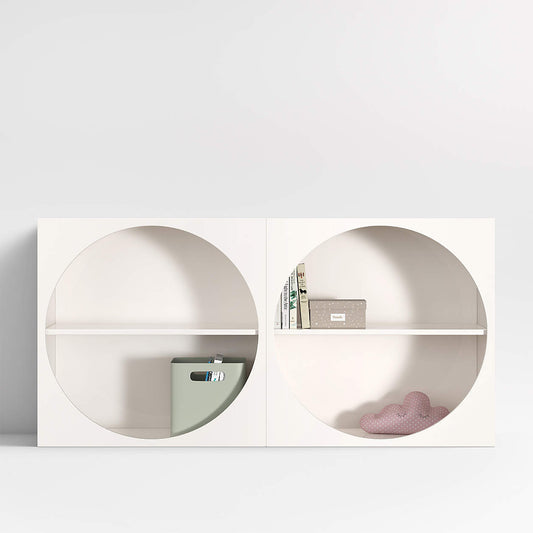 Twiggy 30" Modular Glossy Ivory Kids Open Bookcases, Set of 2