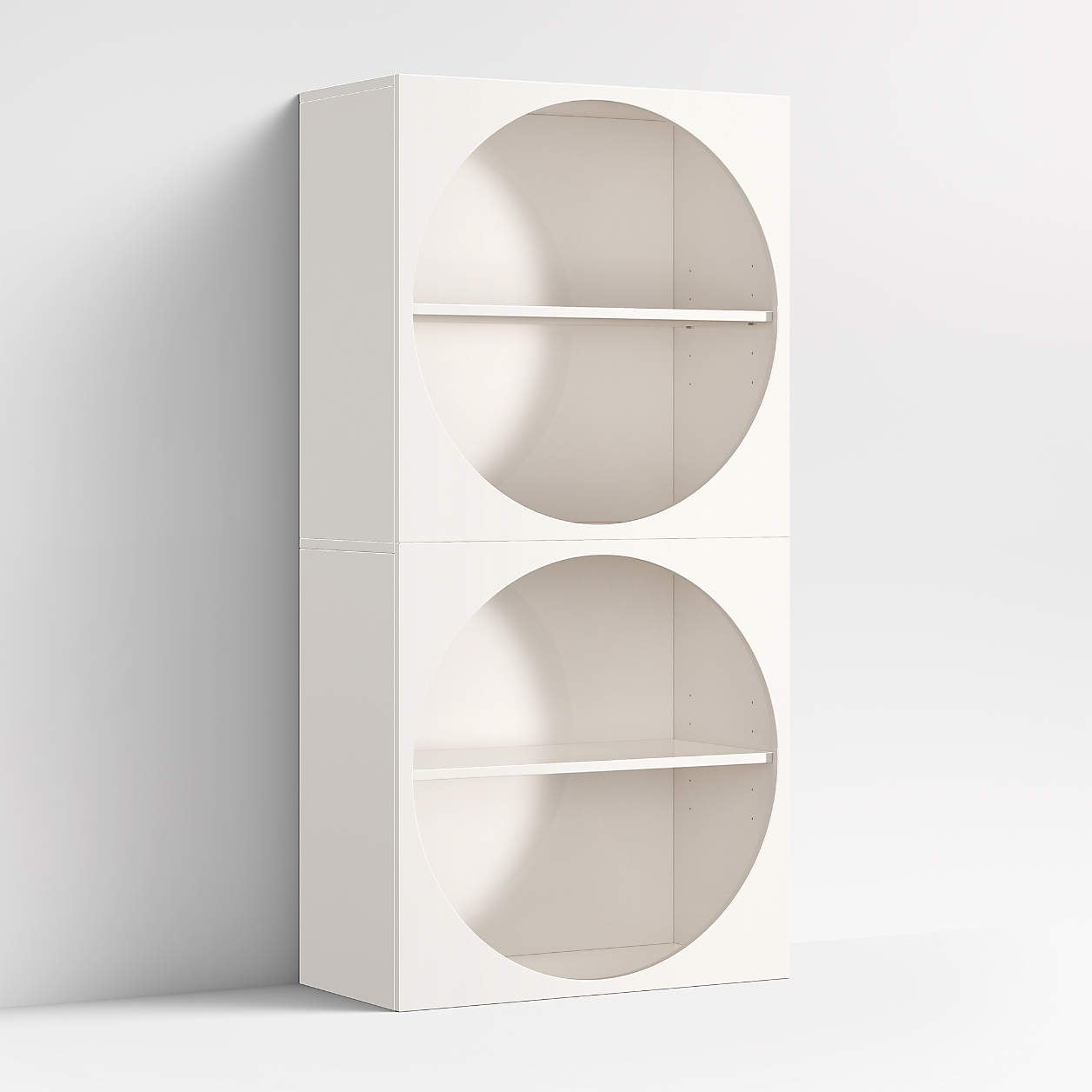 Twiggy 30" Modular Glossy Ivory Kids Open Bookcases, Set of 2