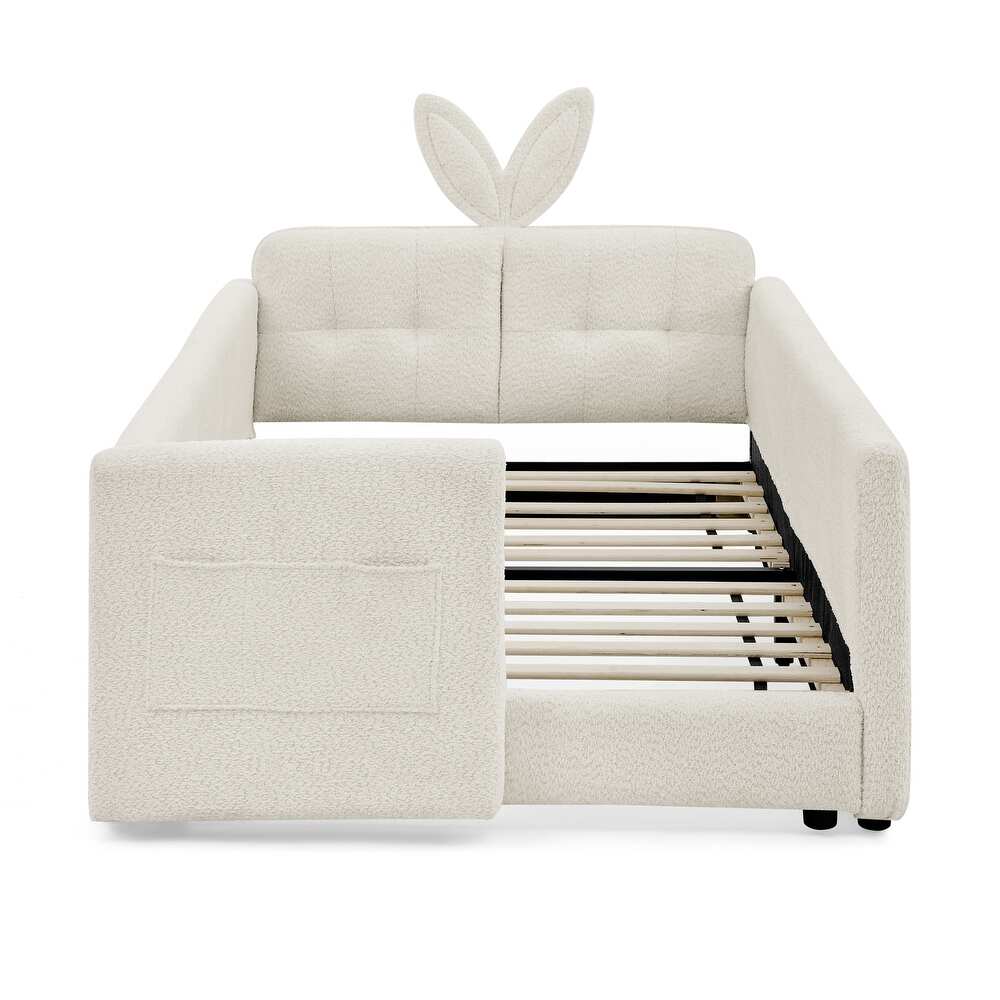 Bunny Comfort Beige Boucle Kids Big  Storage Bed