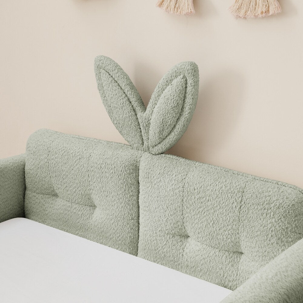 Bunny Comfort Green Boucle Kids Big  Storage Bed