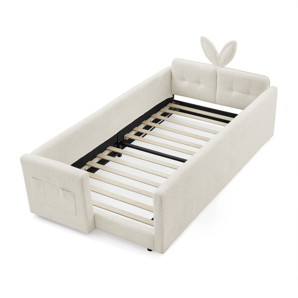 Bunny Comfort Beige Boucle Kids Big  Storage Bed