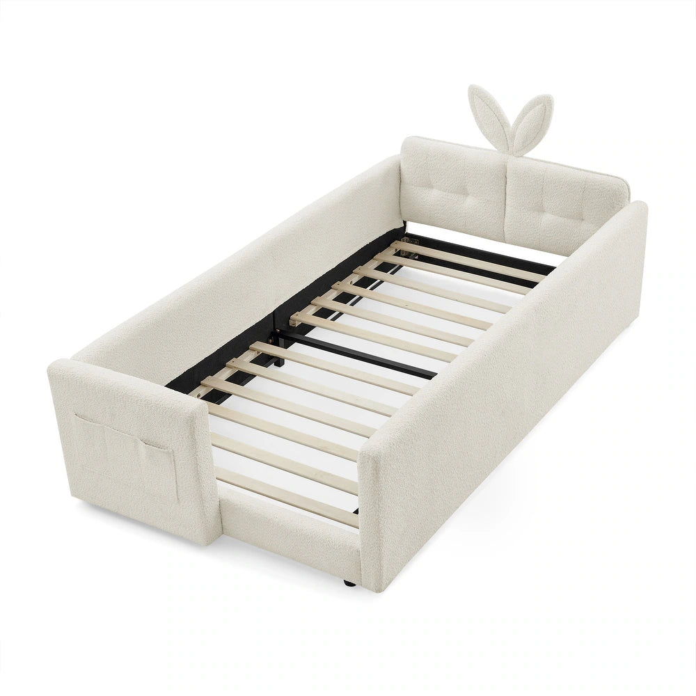 Bunny Comfort Beige Boucle Kids Small  Storage Bed