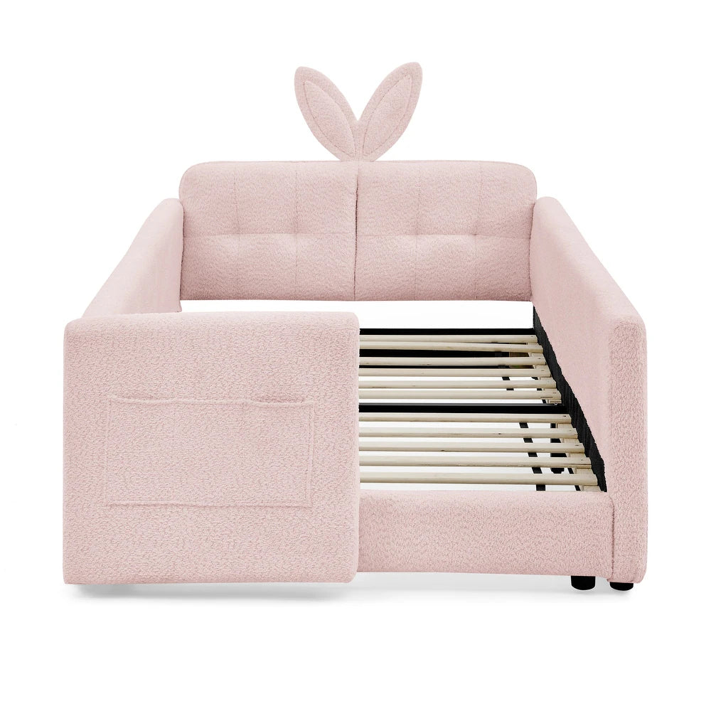 Bunny Bliss Pink Boucle Kids Big  Storage Bed