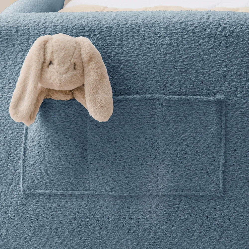 Bunny Dreams Blue Boucle Kids Big  Storage Bed