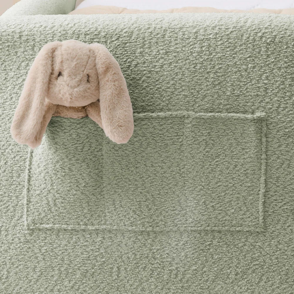 Bunny Comfort Green Boucle Kids Big  Storage Bed