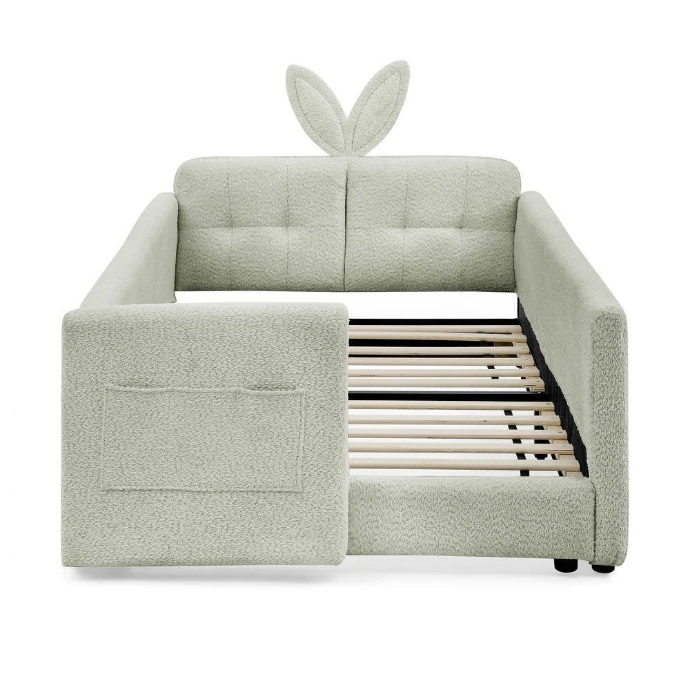 Bunny Comfort Green Boucle Kids Big  Storage Bed
