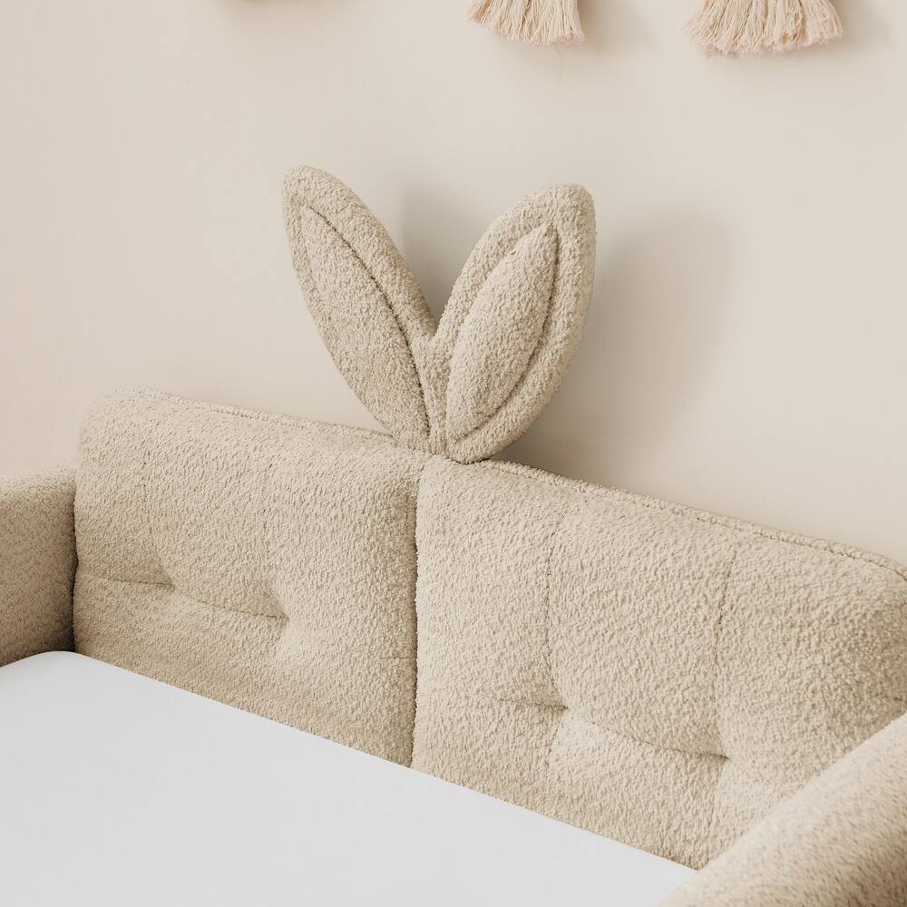 Bunny Comfort Camel Boucle Kids Small Hydraulic Storage Bed