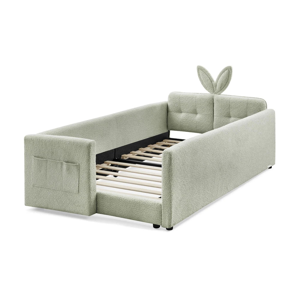 Bunny Comfort Green Boucle Kids Small  Storage Bed
