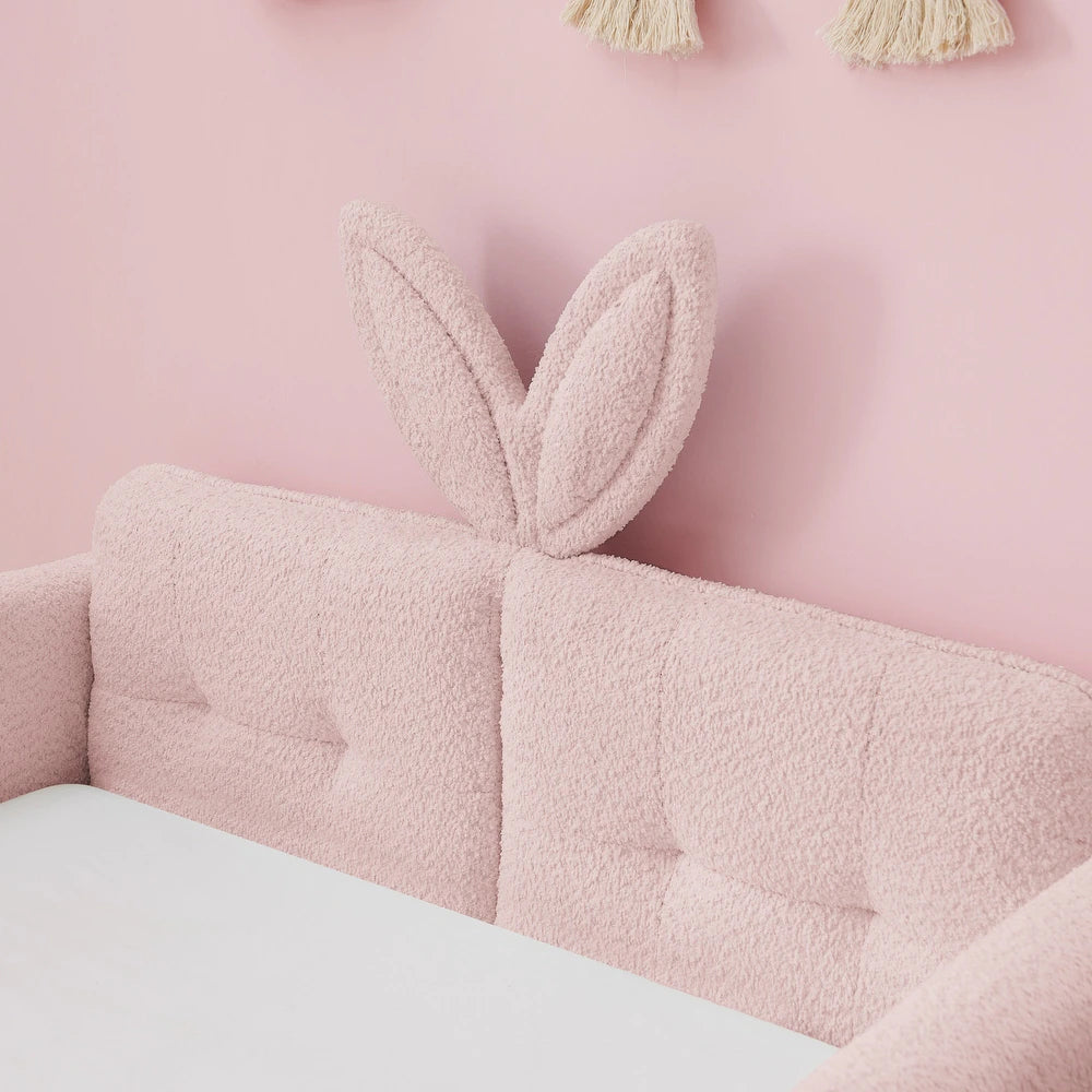 Bunny Bliss Pink Boucle Kids Big  Storage Bed