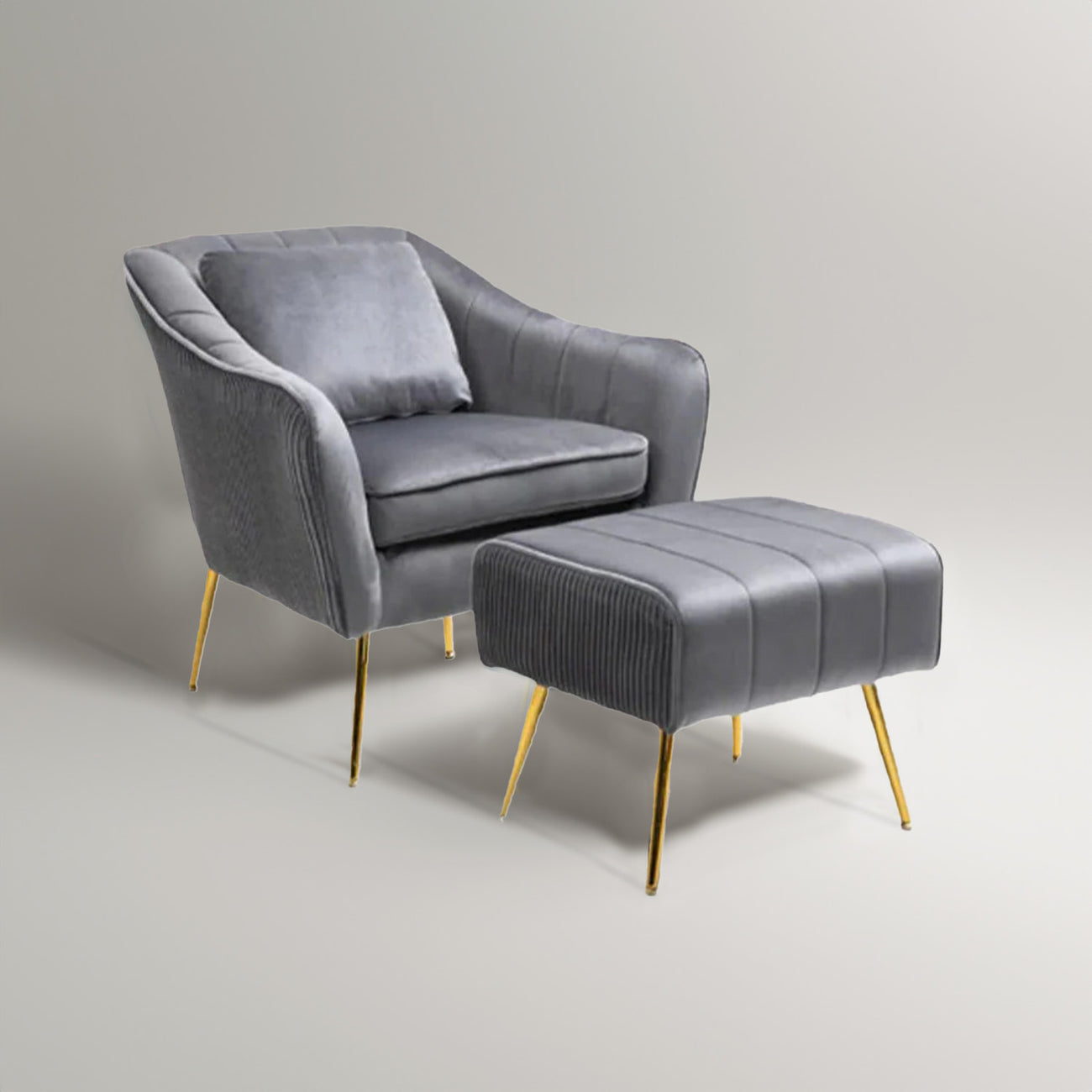 Velvet Accent Chairs with Footrest Grey Seater Sofa at Best