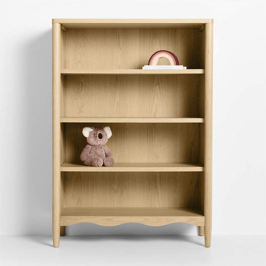 Waveland 38" Natural Oak Wood 4- Shelf Tall Kids Bookcase