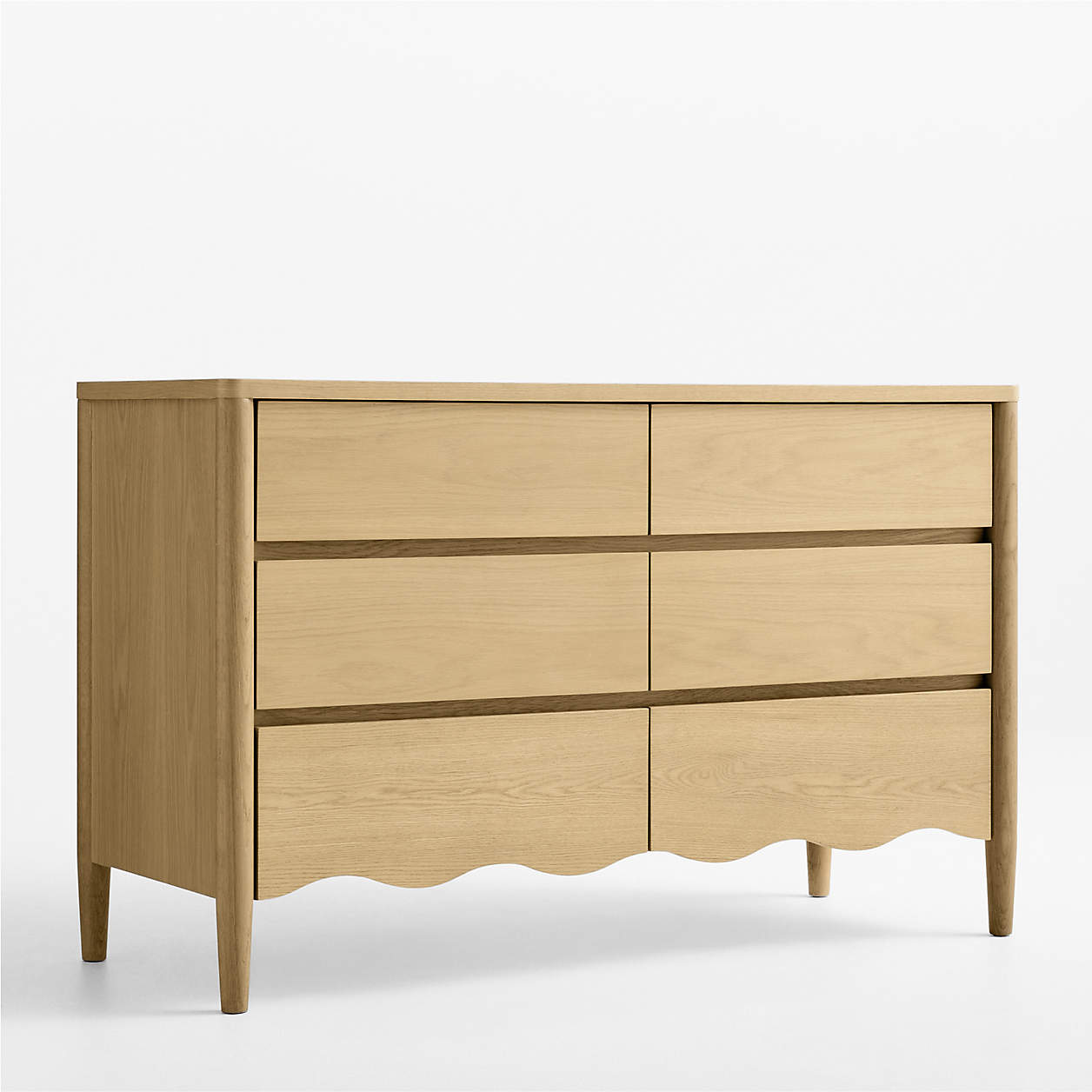 Waveland 54" Natural Oak Wood Wide 6-Drawer Kids Dresser