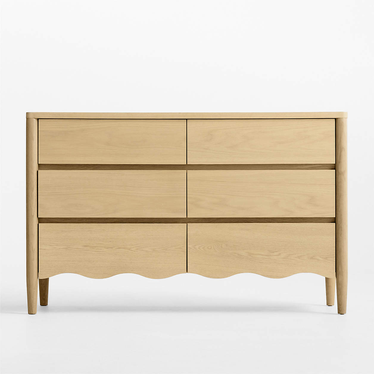 Waveland 54" Natural Oak Wood Wide 6-Drawer Kids Dresser