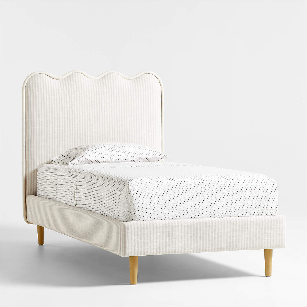 Little Palace Ivory Natural Linen Blend Kids Big Hydraulic Storage Bed