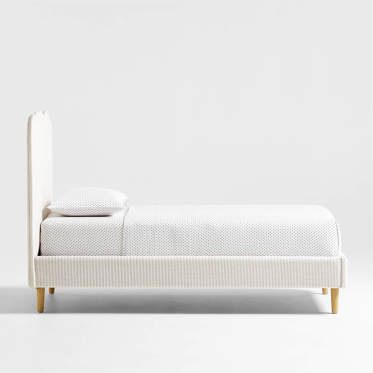 Little Palace Ivory Natural Linen Blend Kids Small Hydraulic Storage Bed