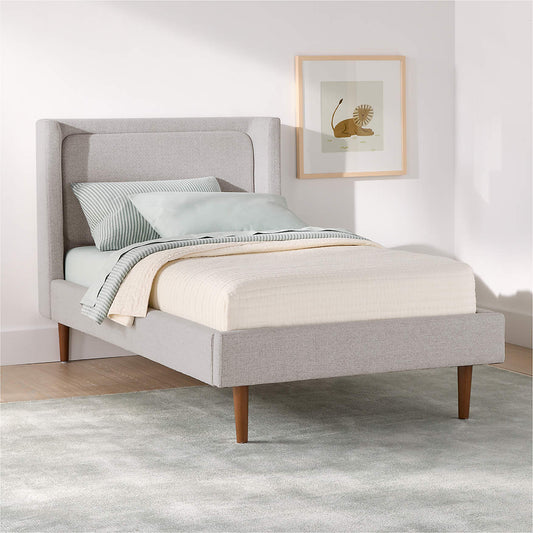 Misty Moon Light Grey Cotton Linen Kids Big Hydraulic Storage Bed