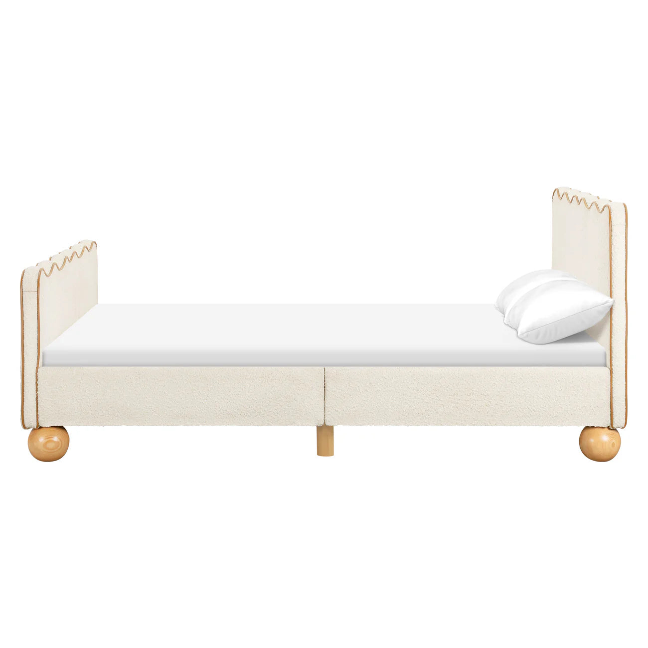 Princess Glow White Boucle Kids Small Hydraulic Storage Bed