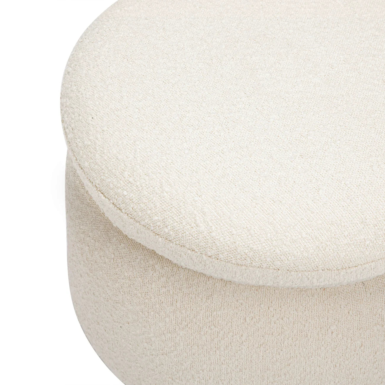 Cream White Soft Haven Storage Boucle Kids Pouffe