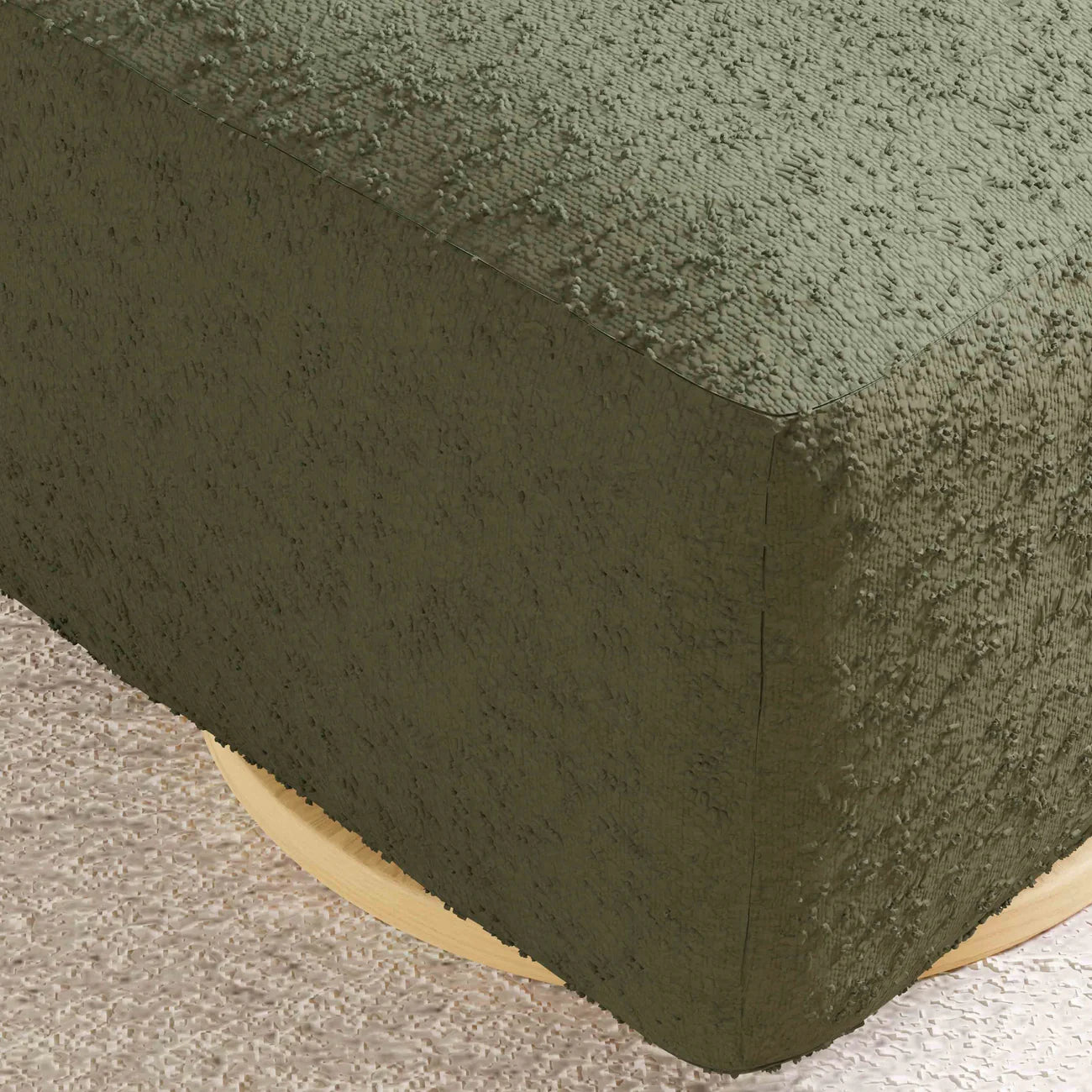 Olive Green Forest Block Cube Boucle Kids Pouffe