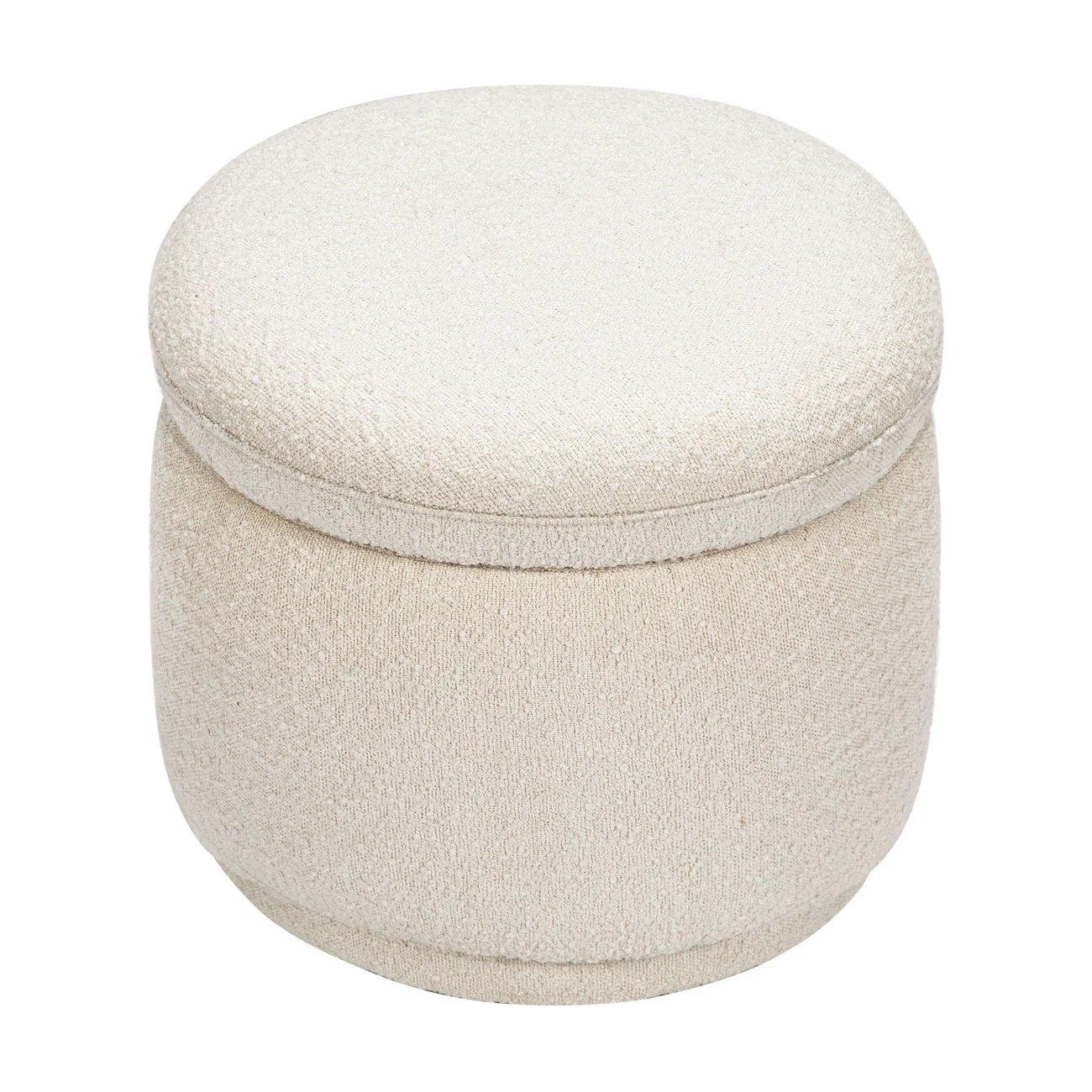 Cream White Soft Haven Storage Boucle Kids Pouffe