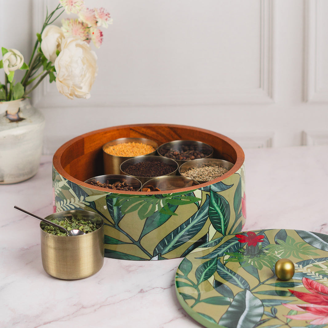 Buy Wooden Masala Box Online, Spice Box for Kitchen & Masala Dabba