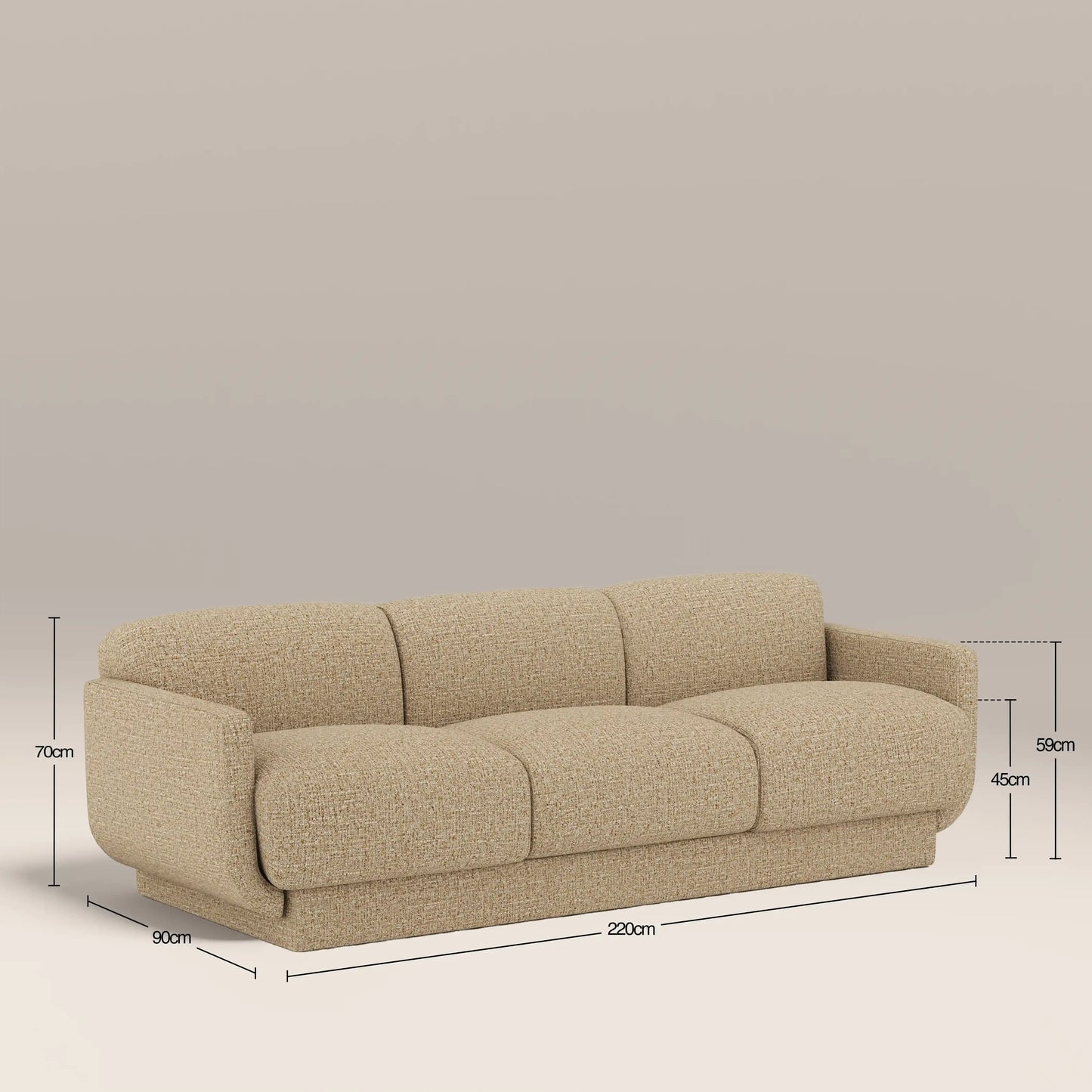 Connick 3 Seater Sofa Speckled Latte