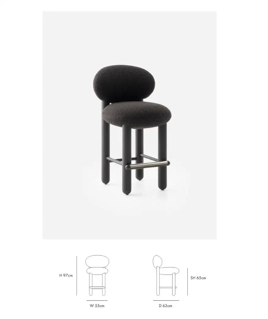 Modern Flock Counter Chair Black