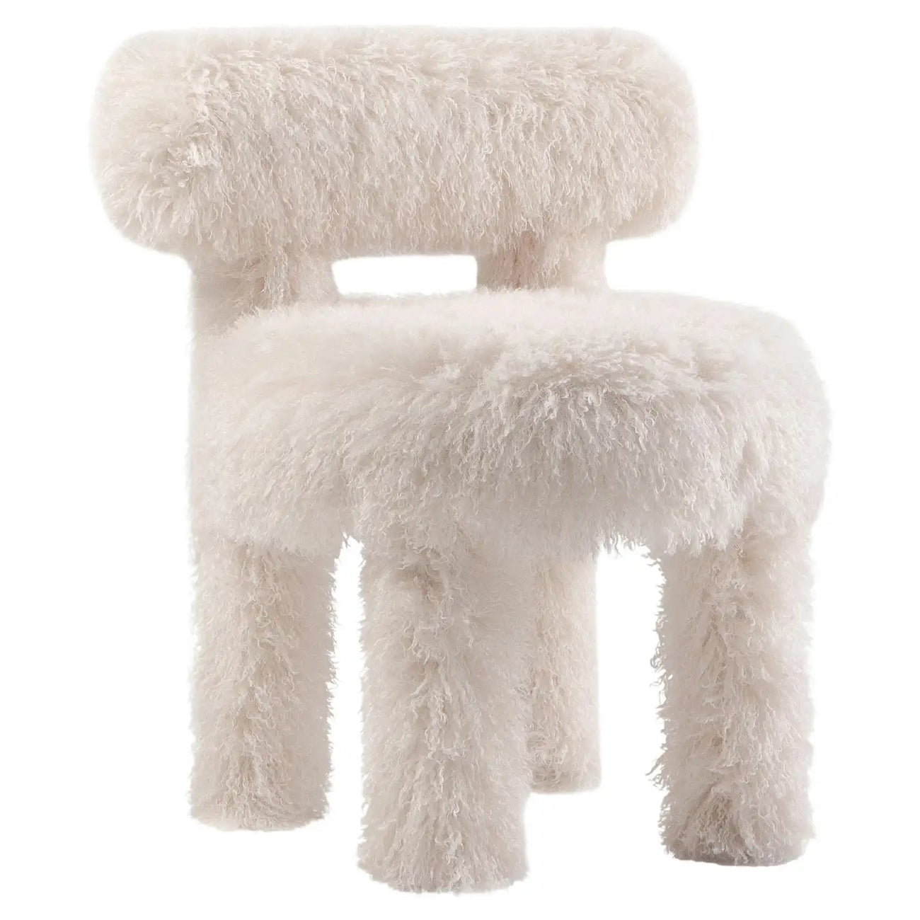 Ivory Teddy Plush Faux Fur Kids Accent Chair