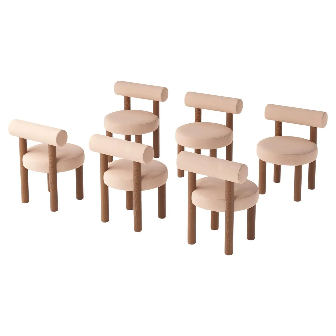 Eleto Minimal Natural Beige Velvet Dining Chair