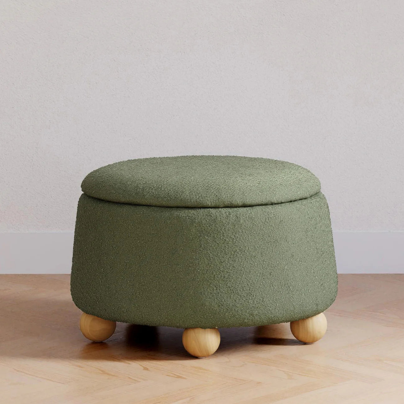 Moss Green Olive Grove Storage Boucle Kids Pouffe