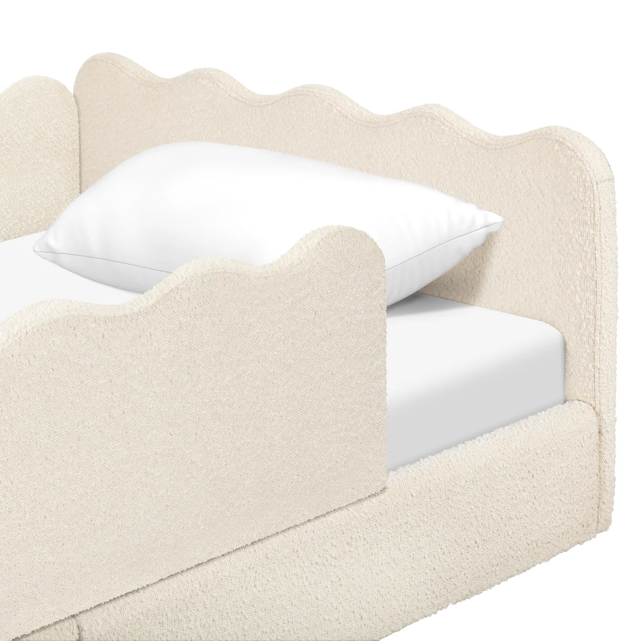 Wave Design Ivory Boucle Kids Big Hydraulic Storage Bed
