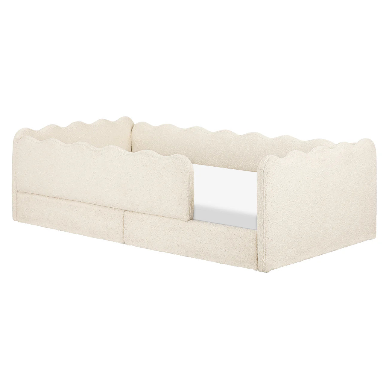 Wave Design Ivory Boucle Kids Big  Storage Bed