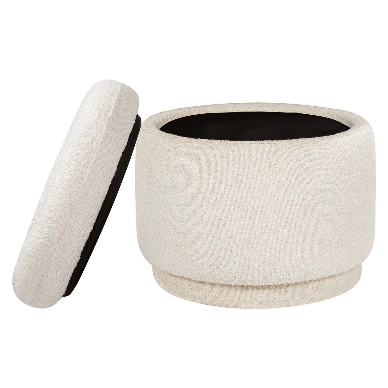 Cream White Soft Haven Storage Boucle Kids Pouffe