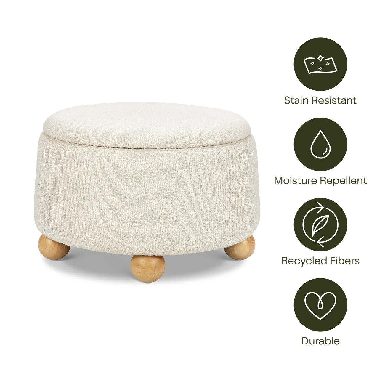 Ivory Cream Boucle Nest Storage Boucle Kids Pouffe