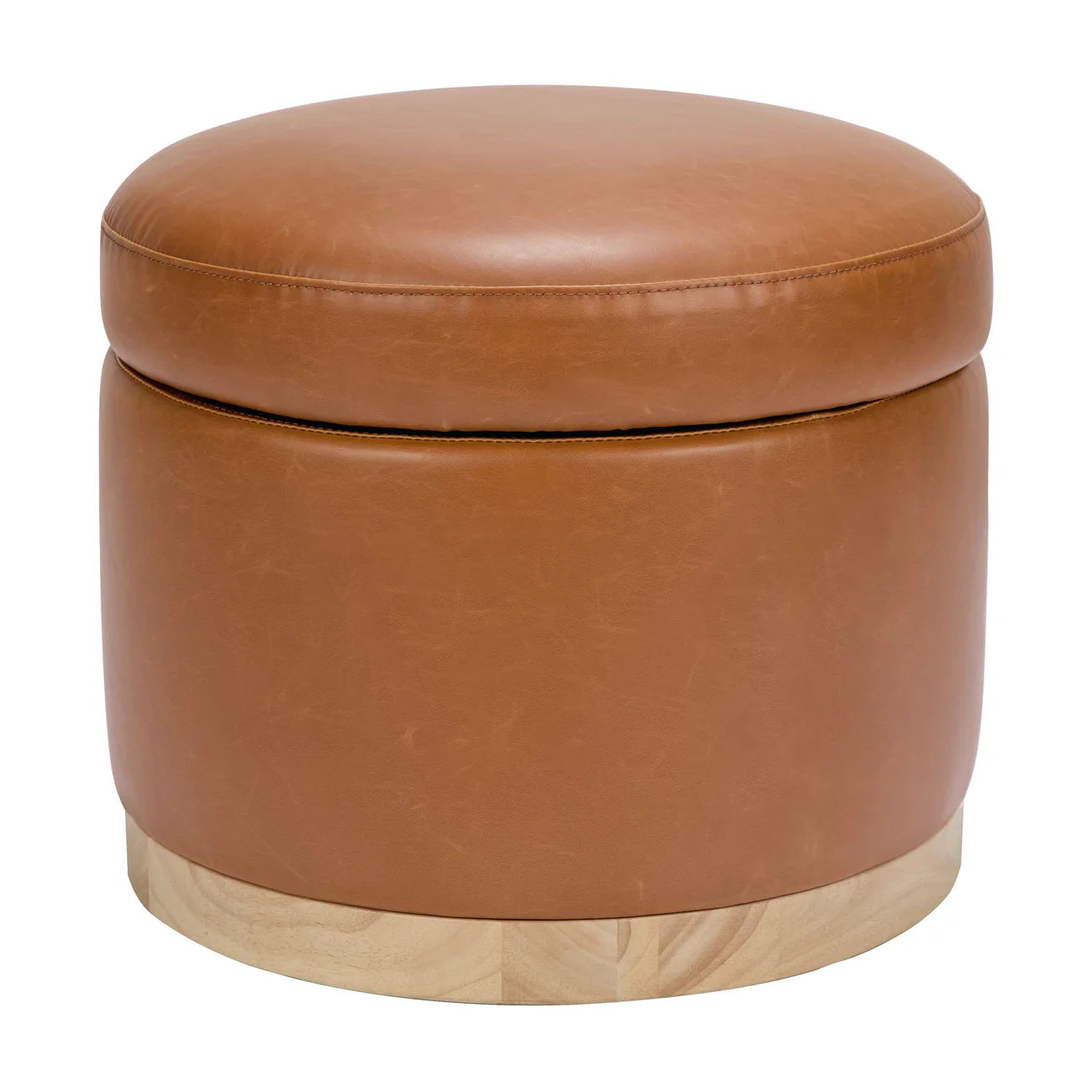 Cognac Tan Urban Luxe Leather Storage Leatherette Kids Pouffe