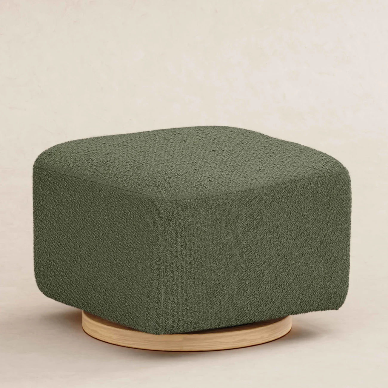 Olive Green Forest Block Cube Boucle Kids Pouffe