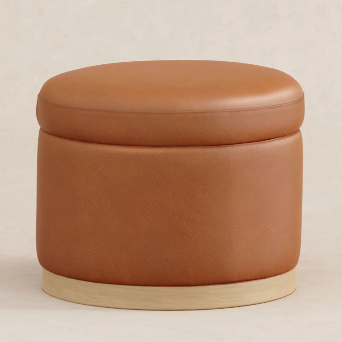 Cognac Tan Urban Luxe Leather Storage Leatherette Kids Pouffe