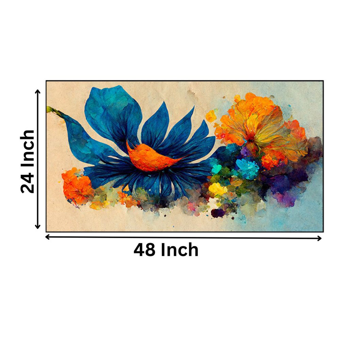Vibrant Blue Flower Amidst Blossoms Wall Painting