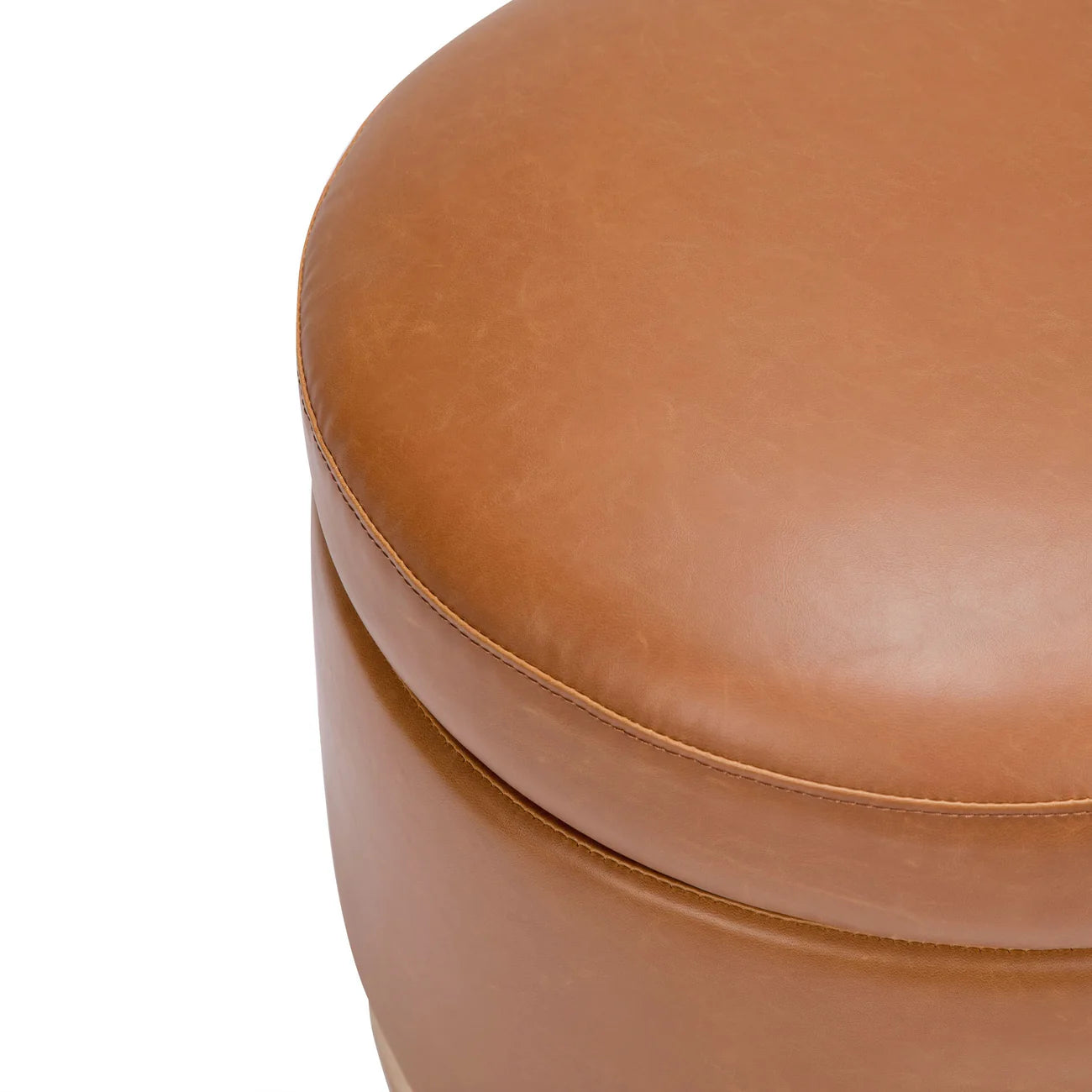 Cognac Tan Urban Luxe Leather Storage Leatherette Kids Pouffe