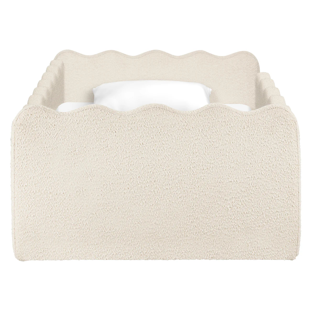 Wave Design Ivory Boucle Kids Big Hydraulic Storage Bed