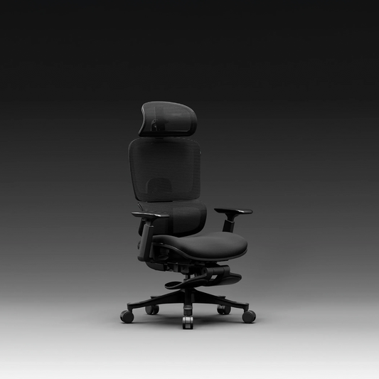 CrimsonMesh True Black Office Chair with Footrest