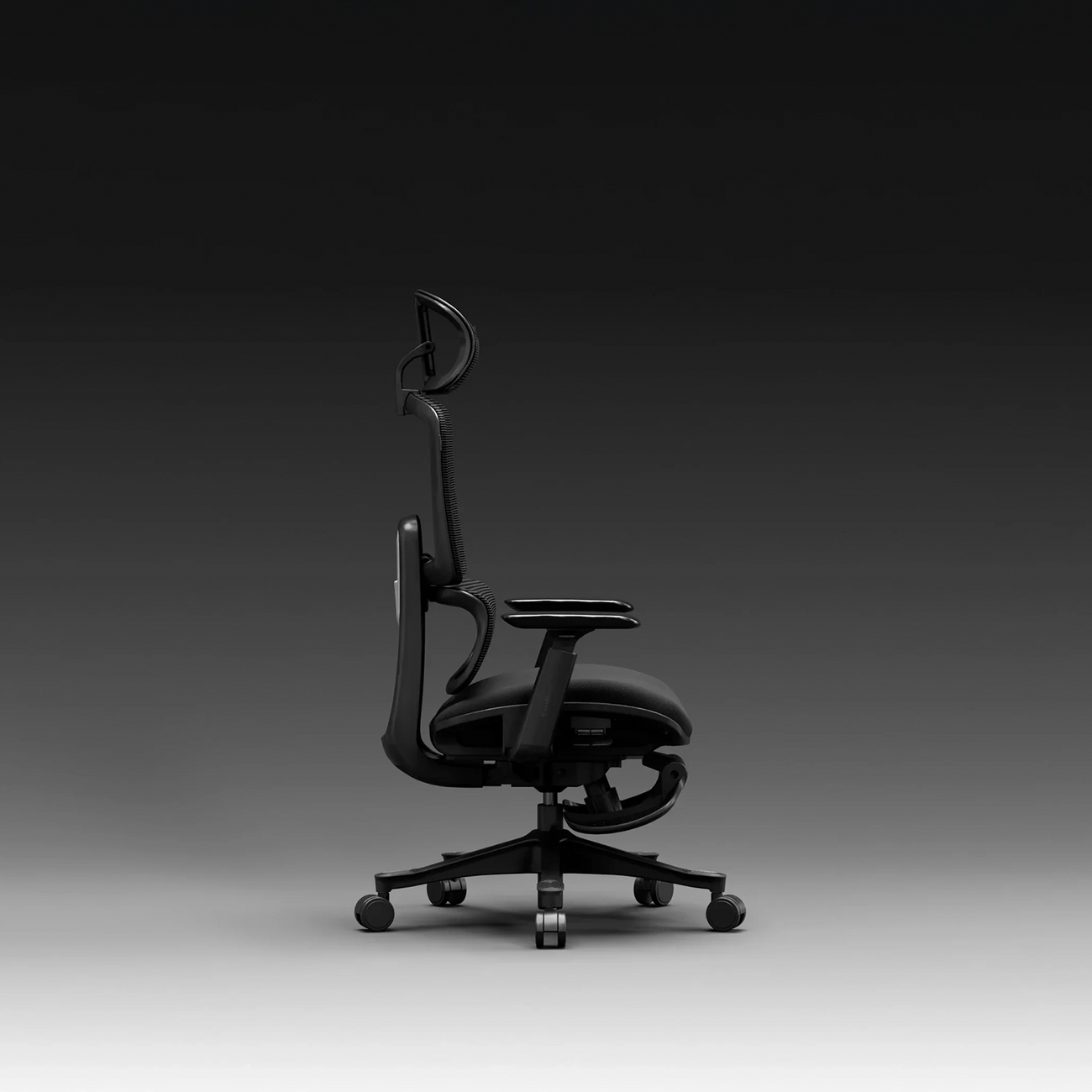 CrimsonMesh True Black Office Chair with Footrest