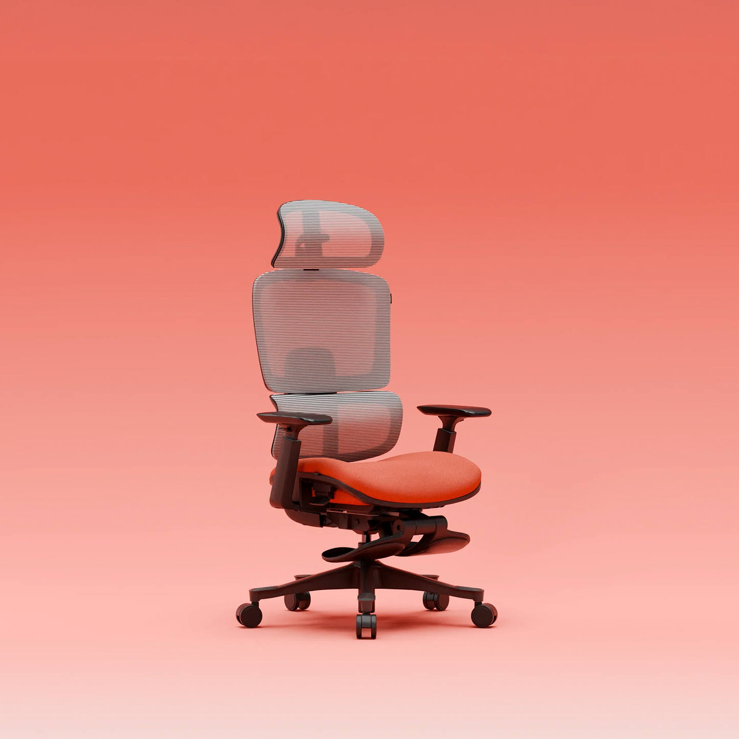 CrimsonMesh Terracota Red Office Chair with Footrest