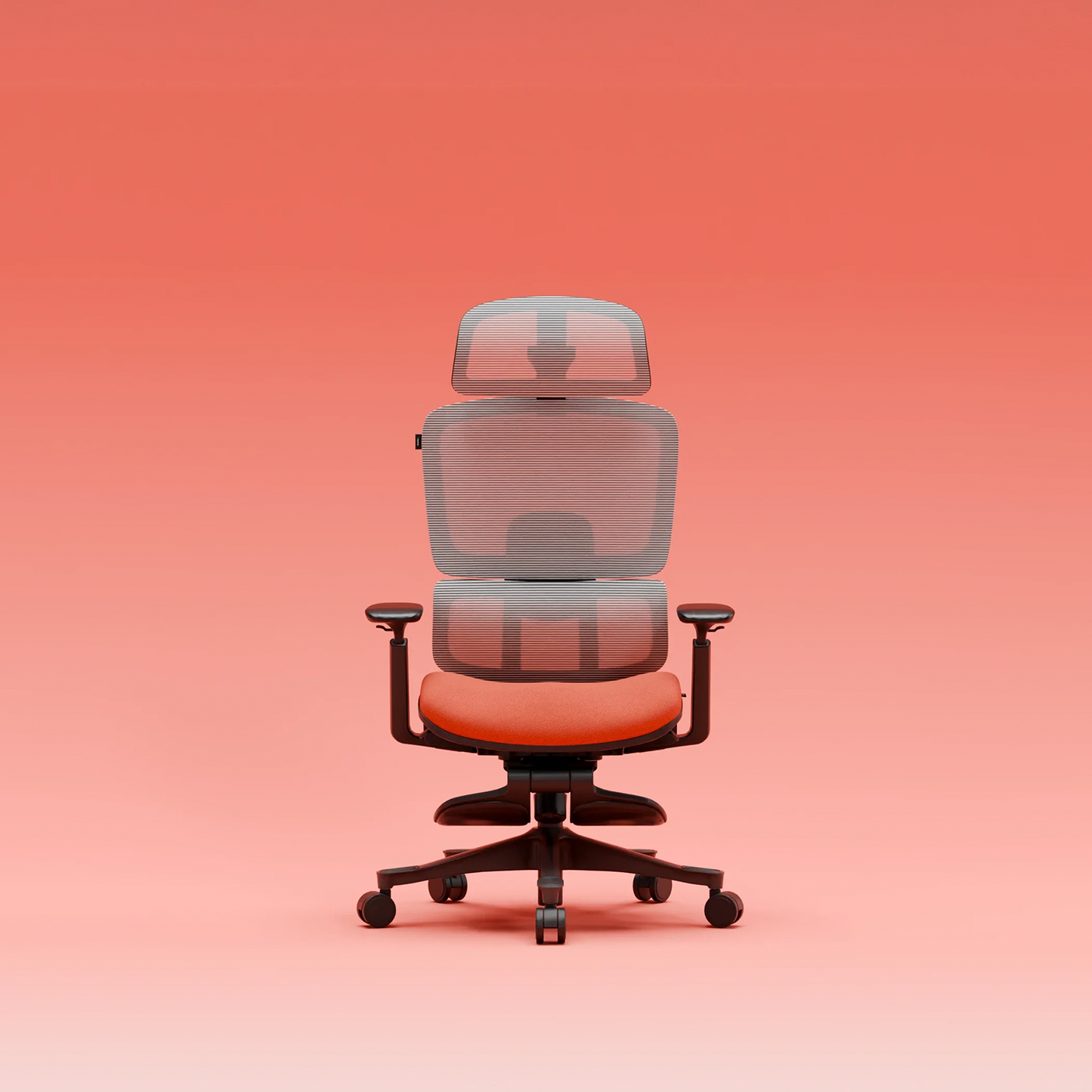 CrimsonMesh Terracota Red Office Chair with Footrest