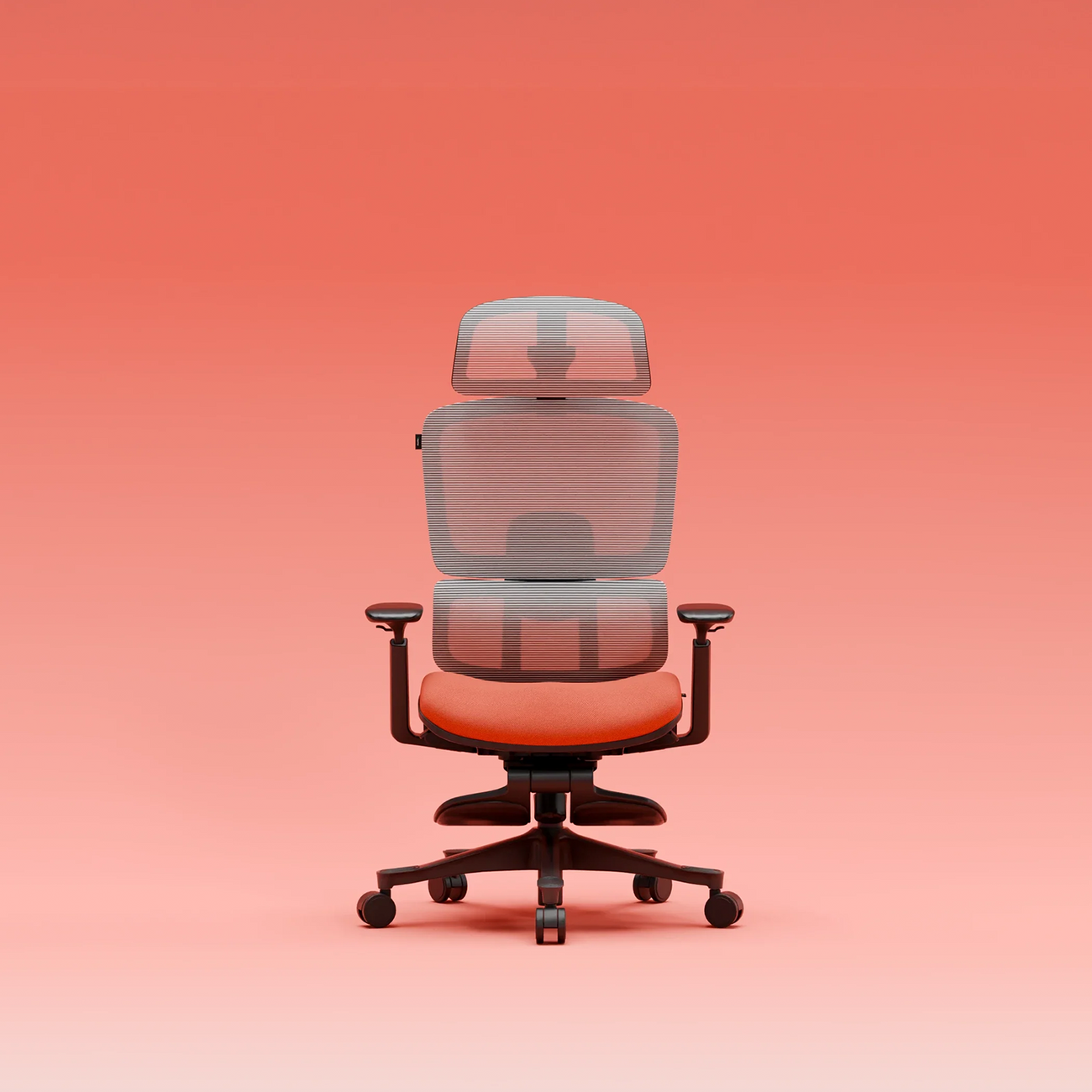 CrimsonMesh Terracota Red Office Chair with Footrest