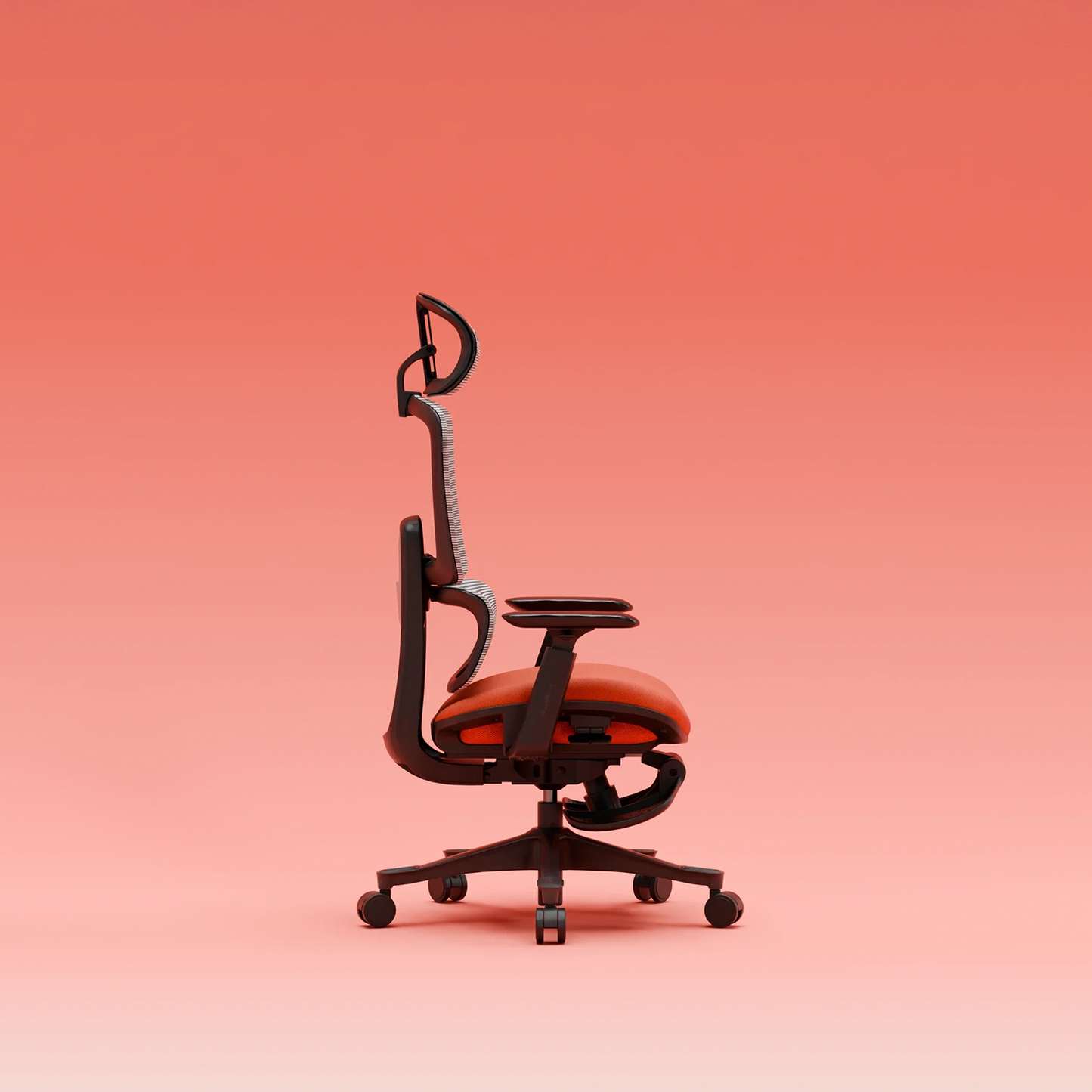 CrimsonMesh Terracota Red Office Chair with Footrest