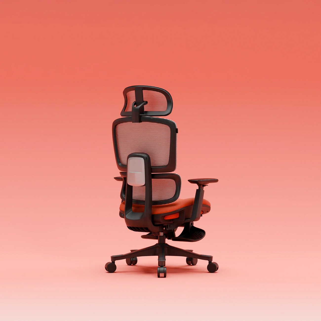 CrimsonMesh Terracota Red Office Chair with Footrest