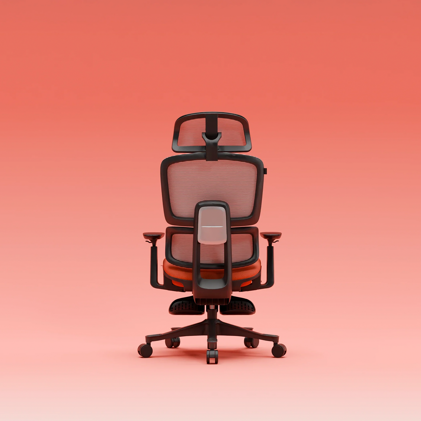 CrimsonMesh Terracota Red Office Chair with Footrest