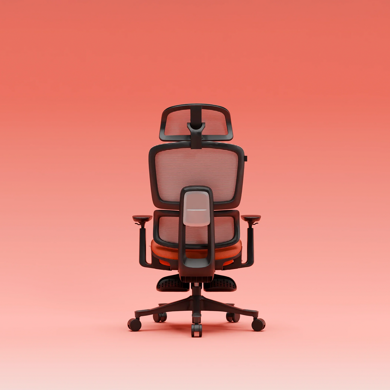 CrimsonMesh Terracota Red Office Chair with Footrest